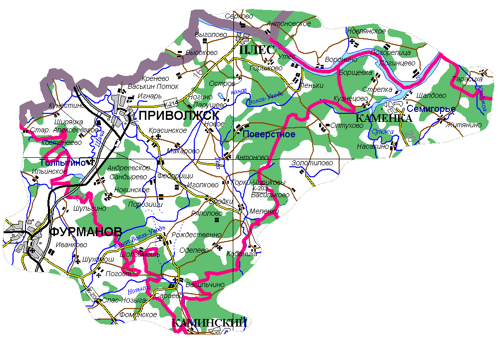 [Карта Приволжского района Ивановской области]